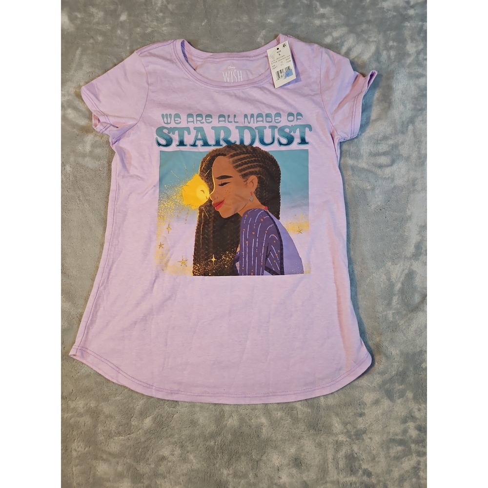 Disney Wish Girls Purple Graphics Tshirt Kid's Size L